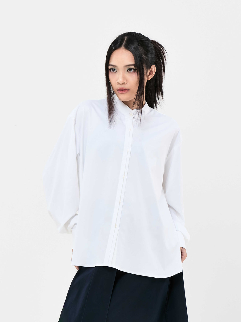 Office Bow Long Sleeve Shirt | Black