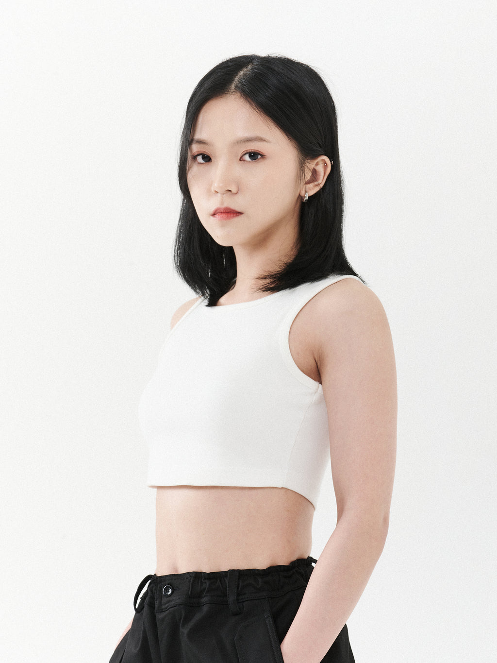 Cropped Tank Top | White