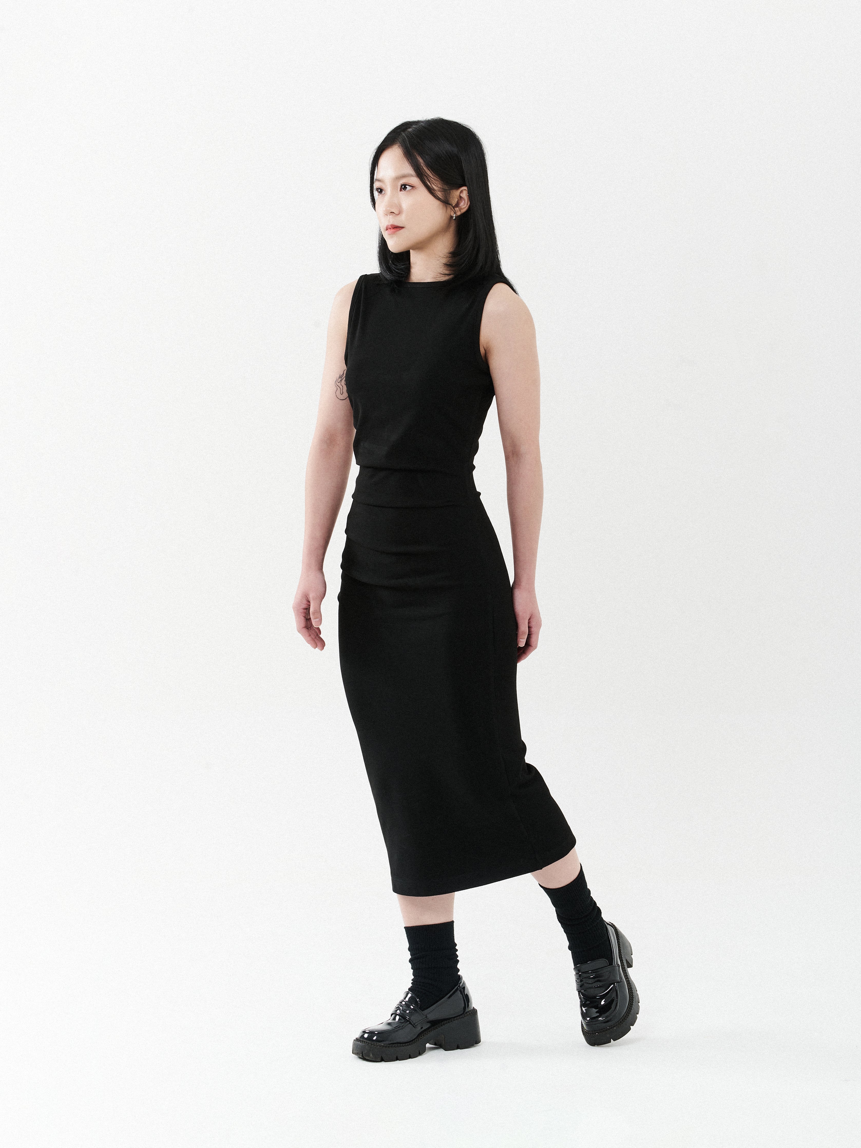 Invisible Zipper Slit Bodycon Dress