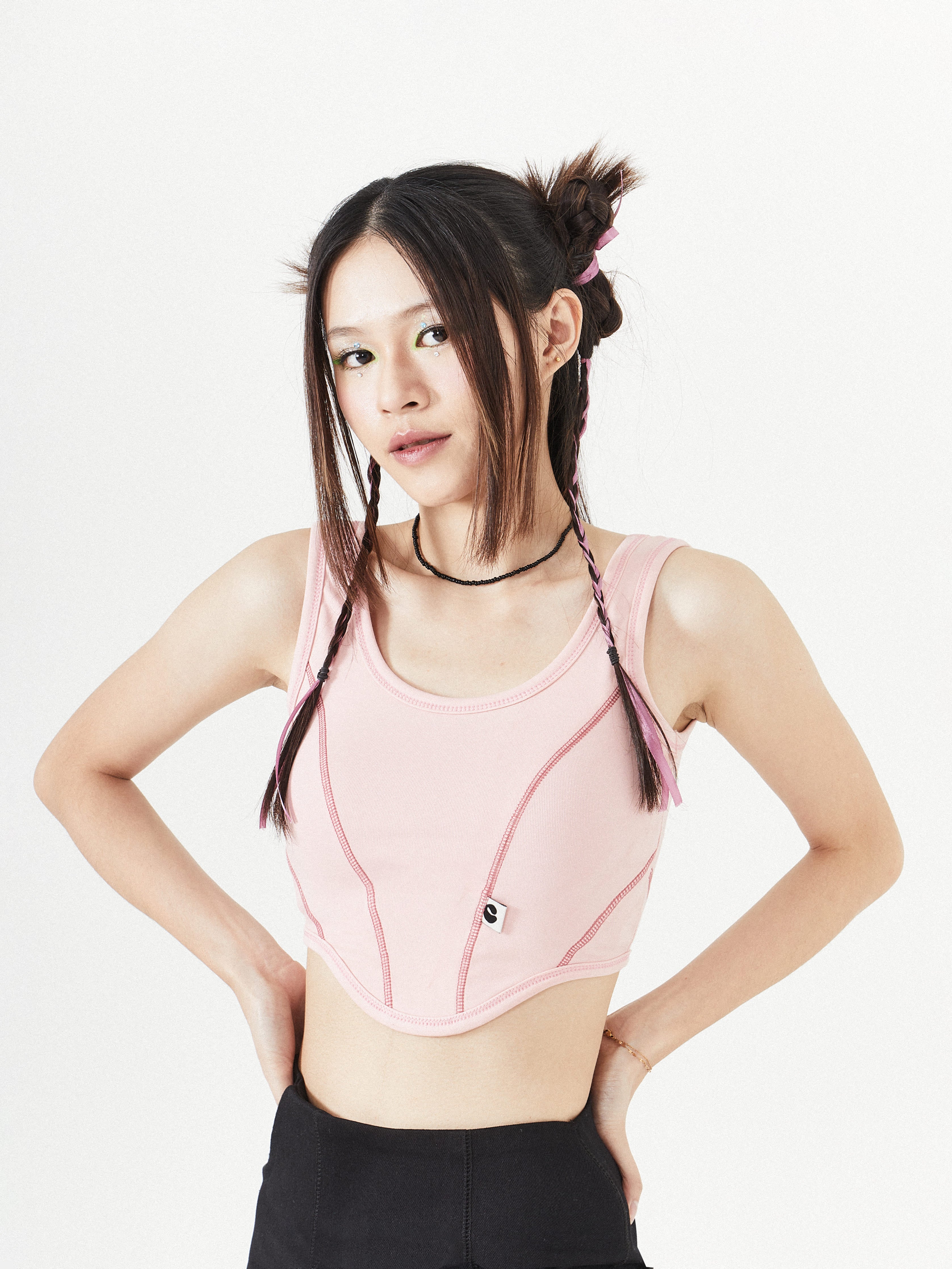 Ribbed Easy Corset Top | Pink