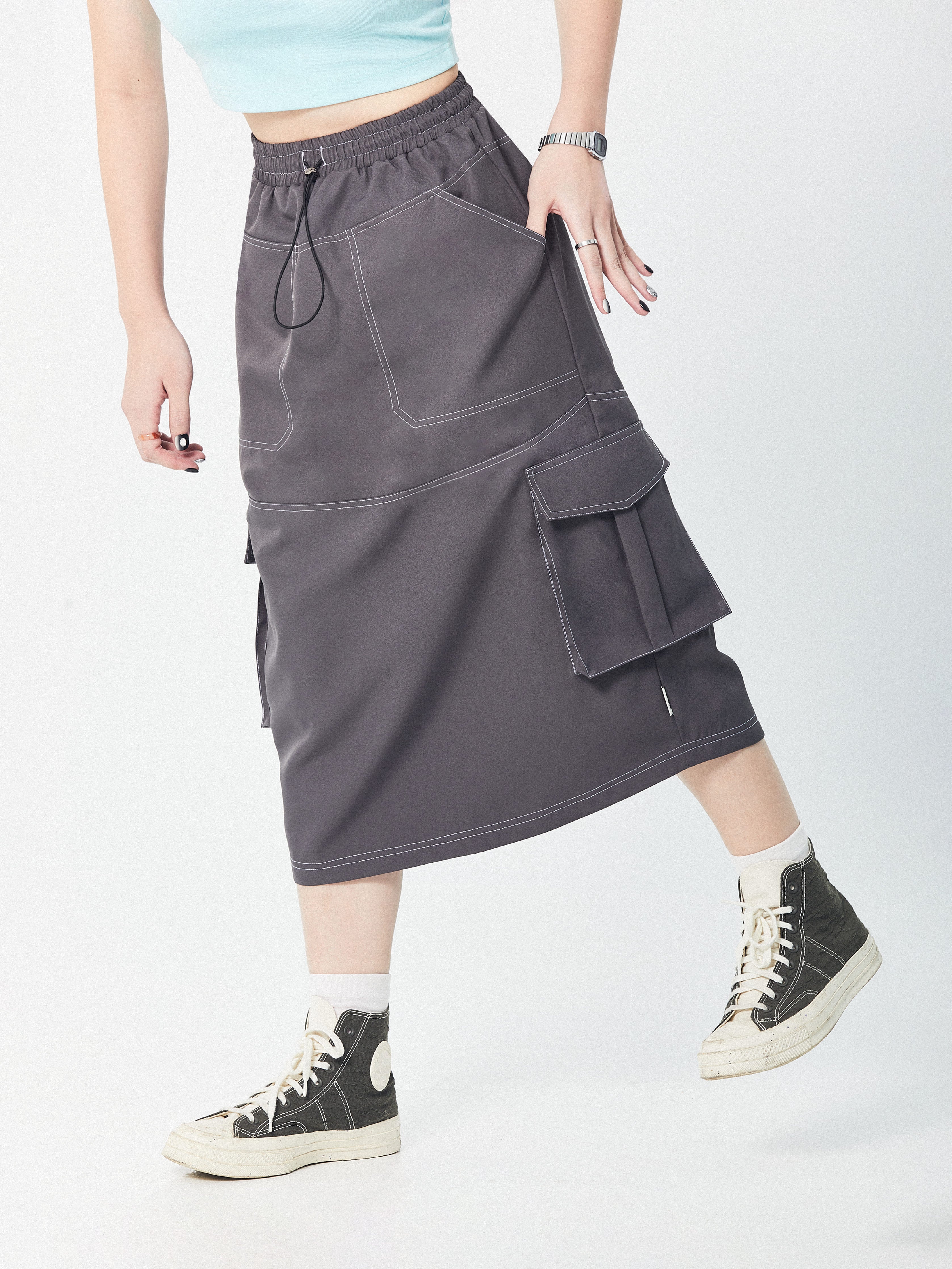 Midi Cargo Skirt | Khaki