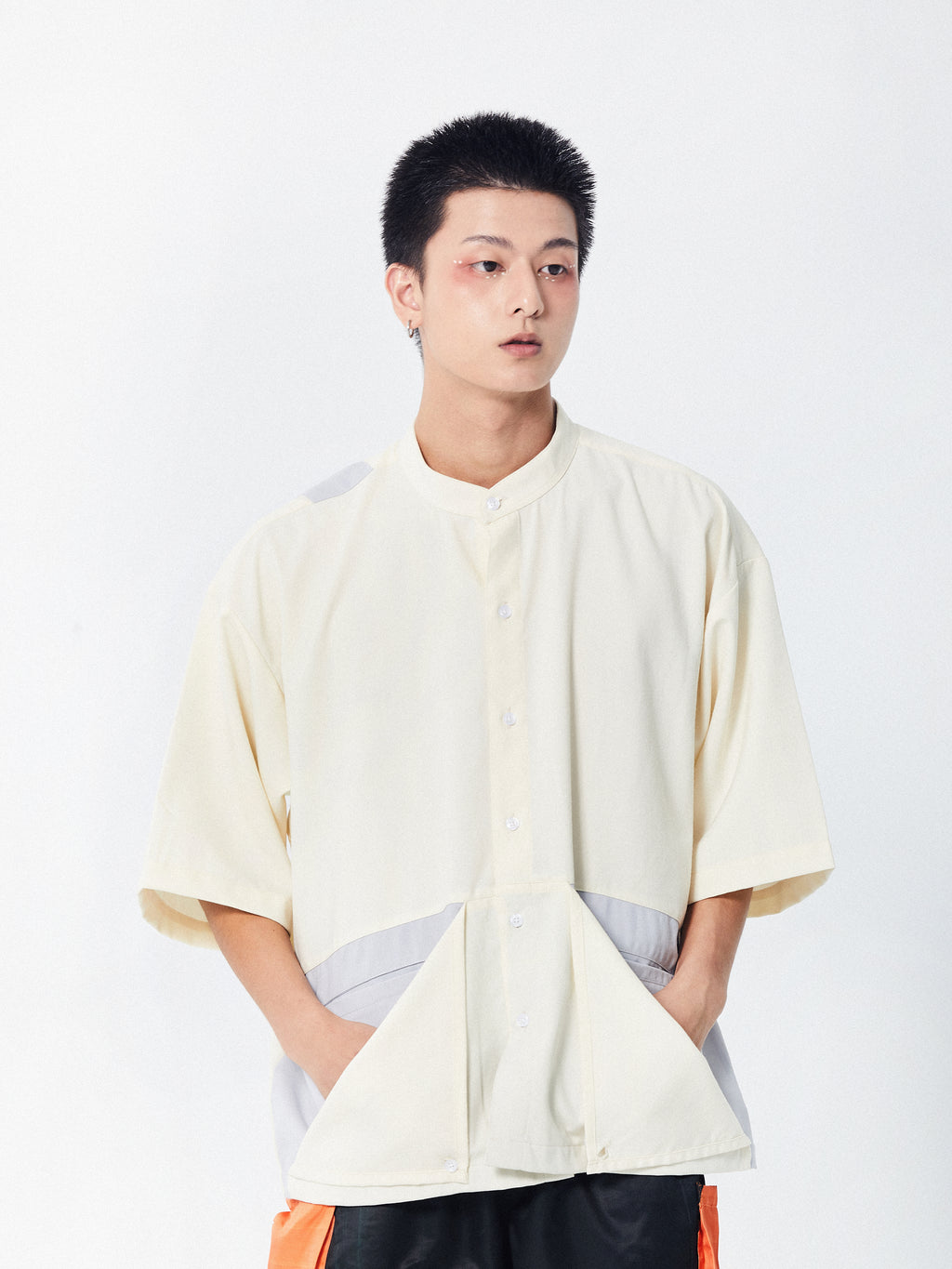 Mandarin Layered Pocket Shirt