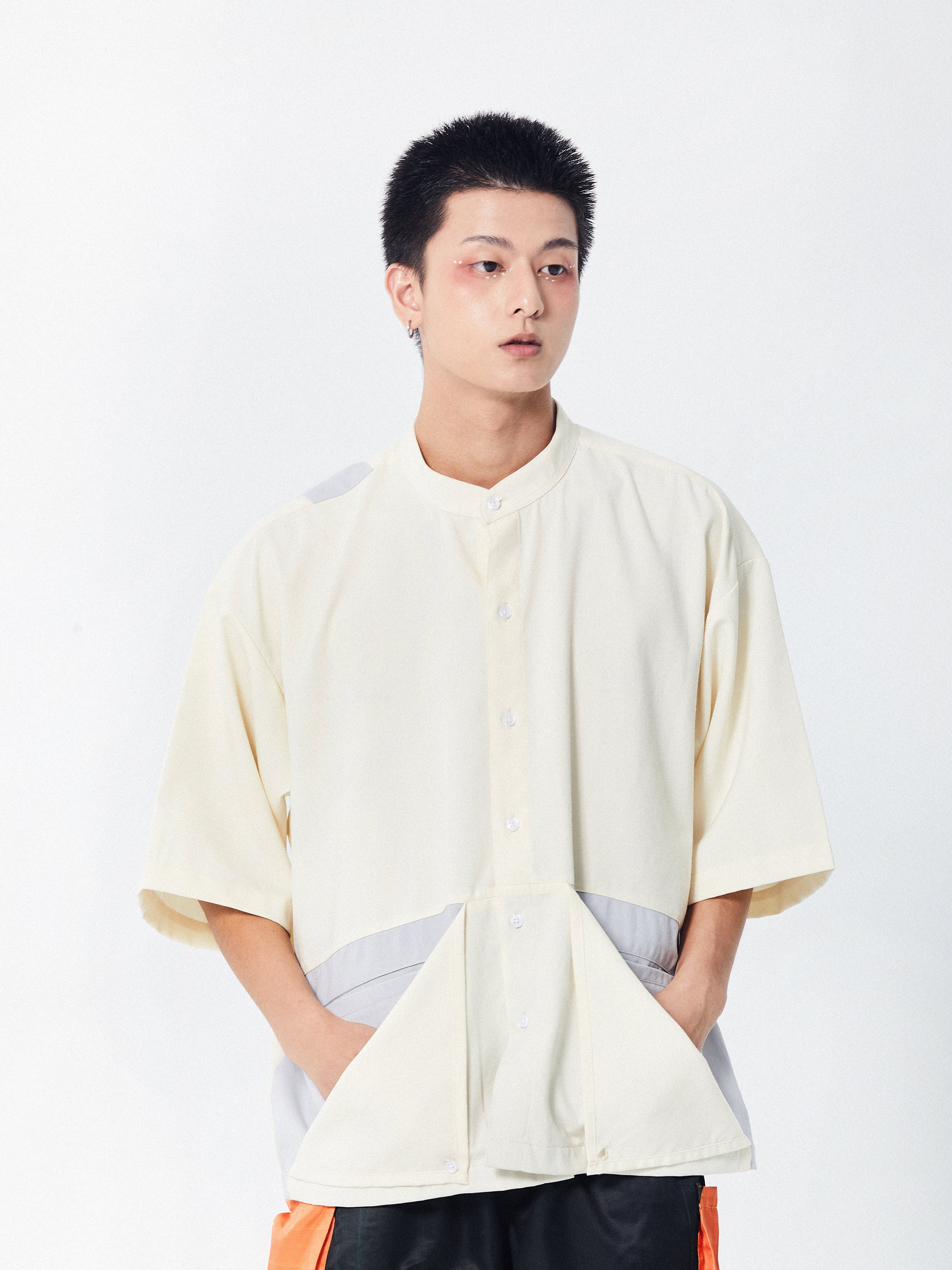 Mandarin Layered Pocket Shirt