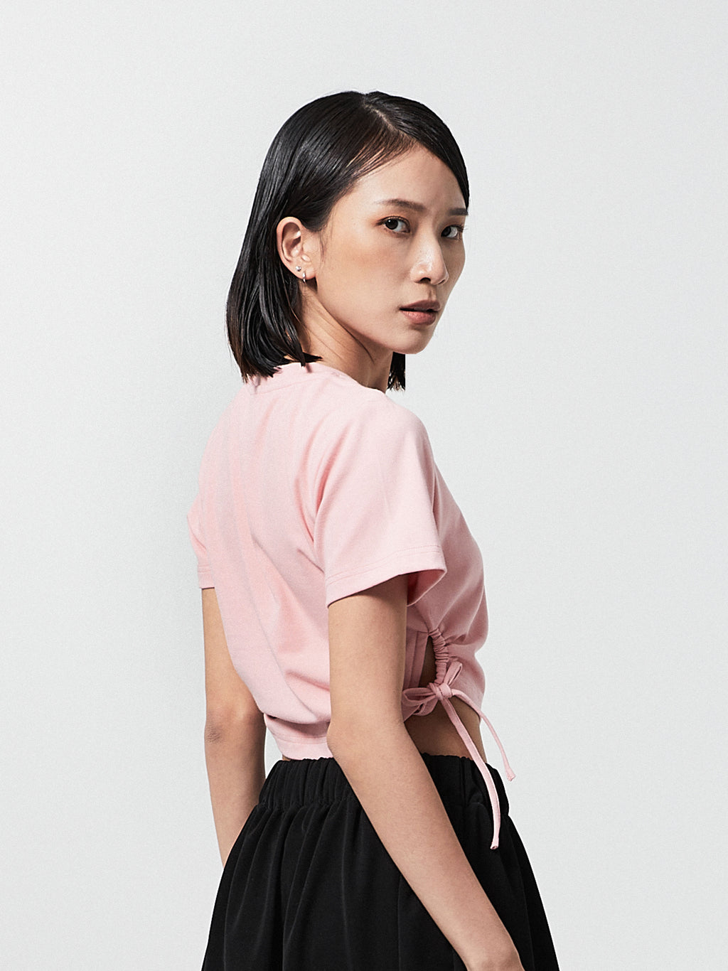 Graphic Ruched Side Crop | Pink