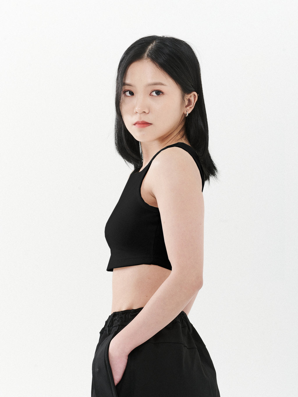 Cropped Tank Top | Black