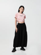 Graphic Ruched Side Crop | Pink