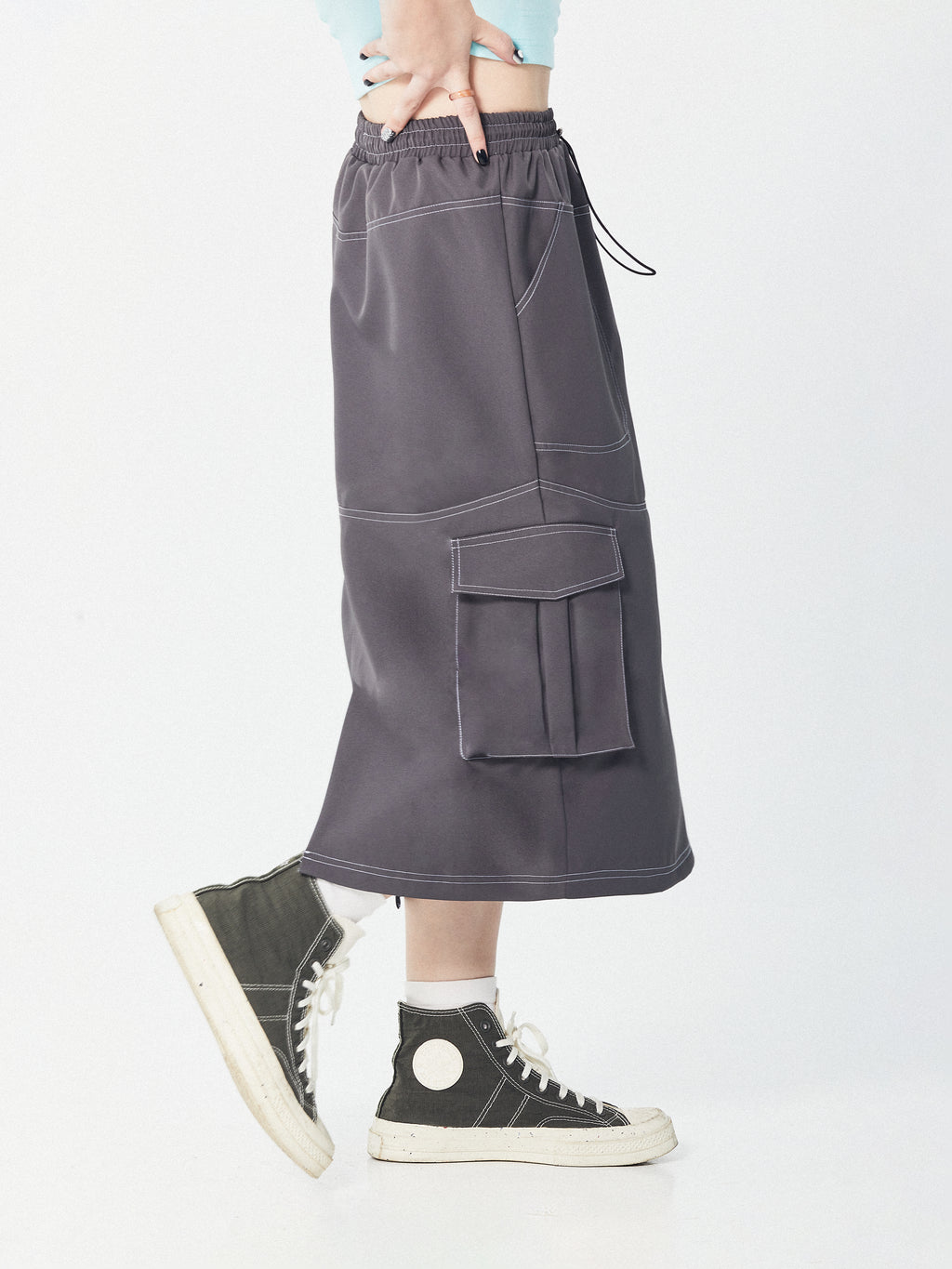 Midi Cargo Skirt | Khaki