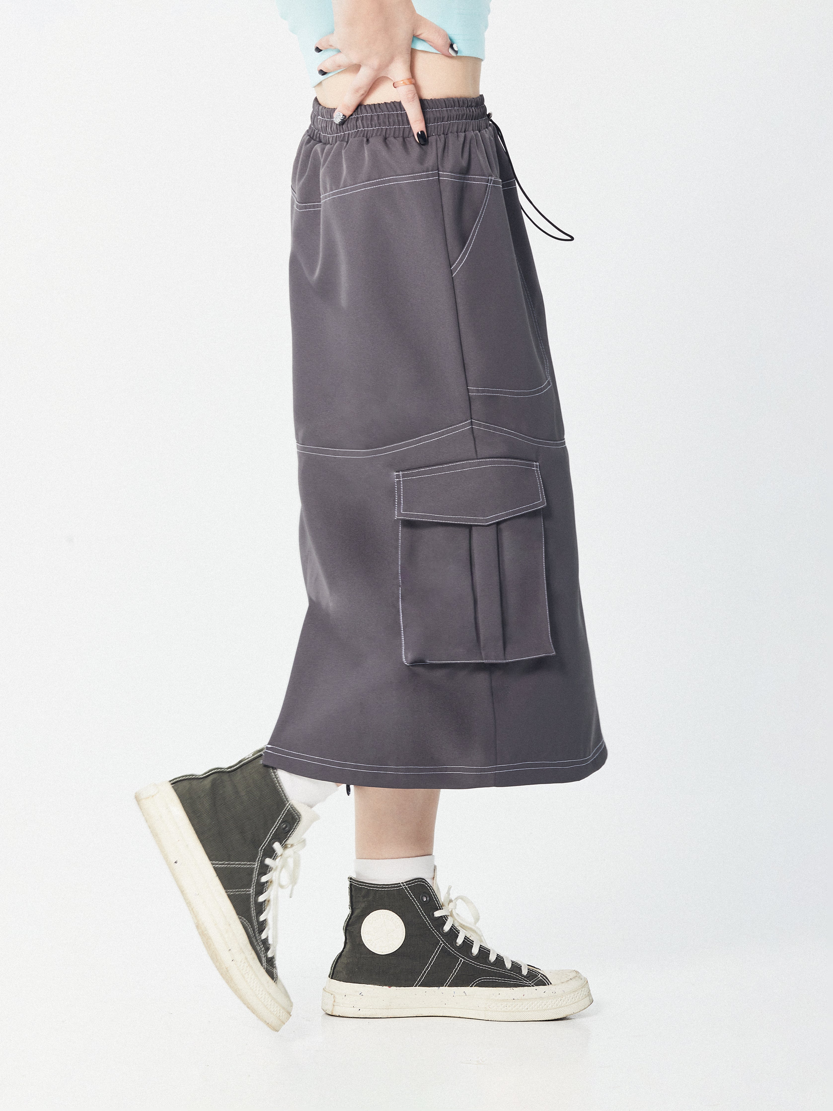 Midi Cargo Skirt | Khaki