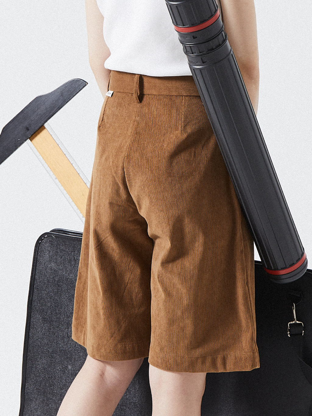 Suspender Corduroy Knee Length Shorts