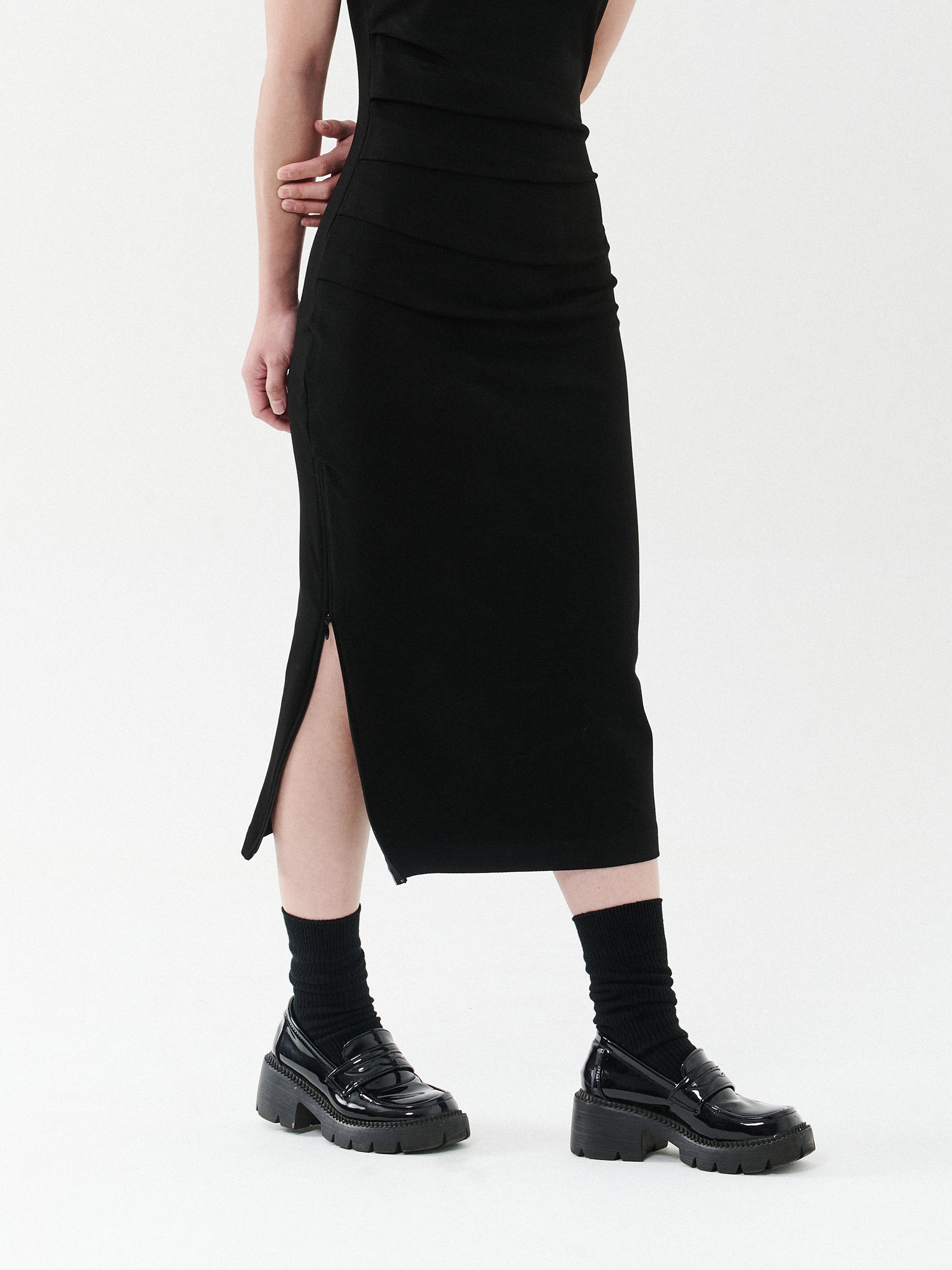 Invisible Zipper Slit Bodycon Dress