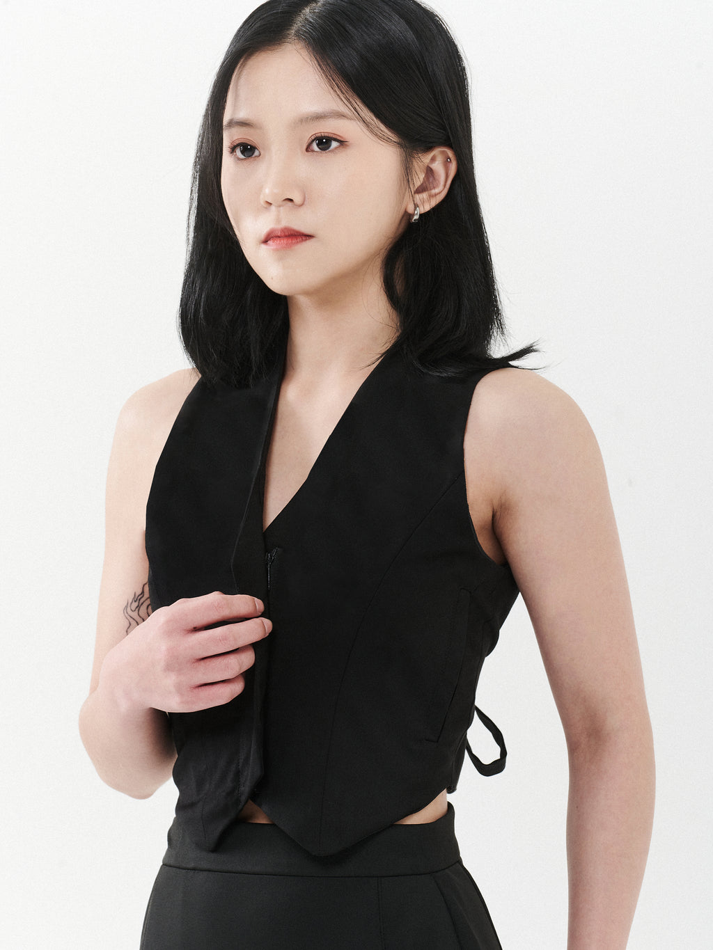 Tailored Hidden Zip Vest Top
