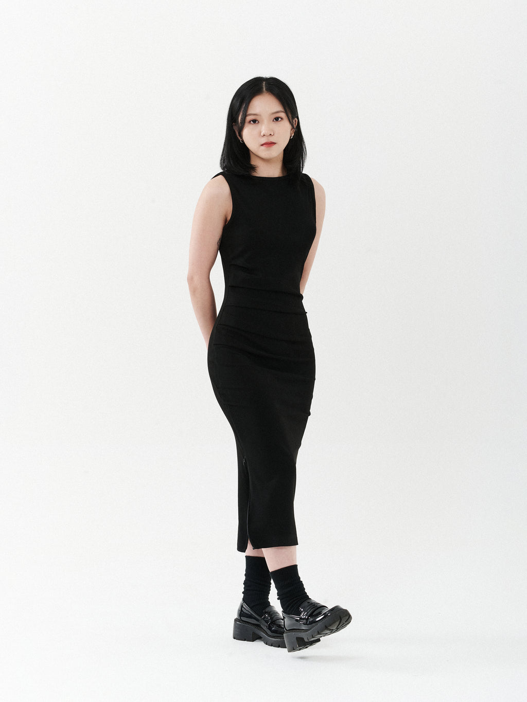 Invisible Zipper Slit Bodycon Dress