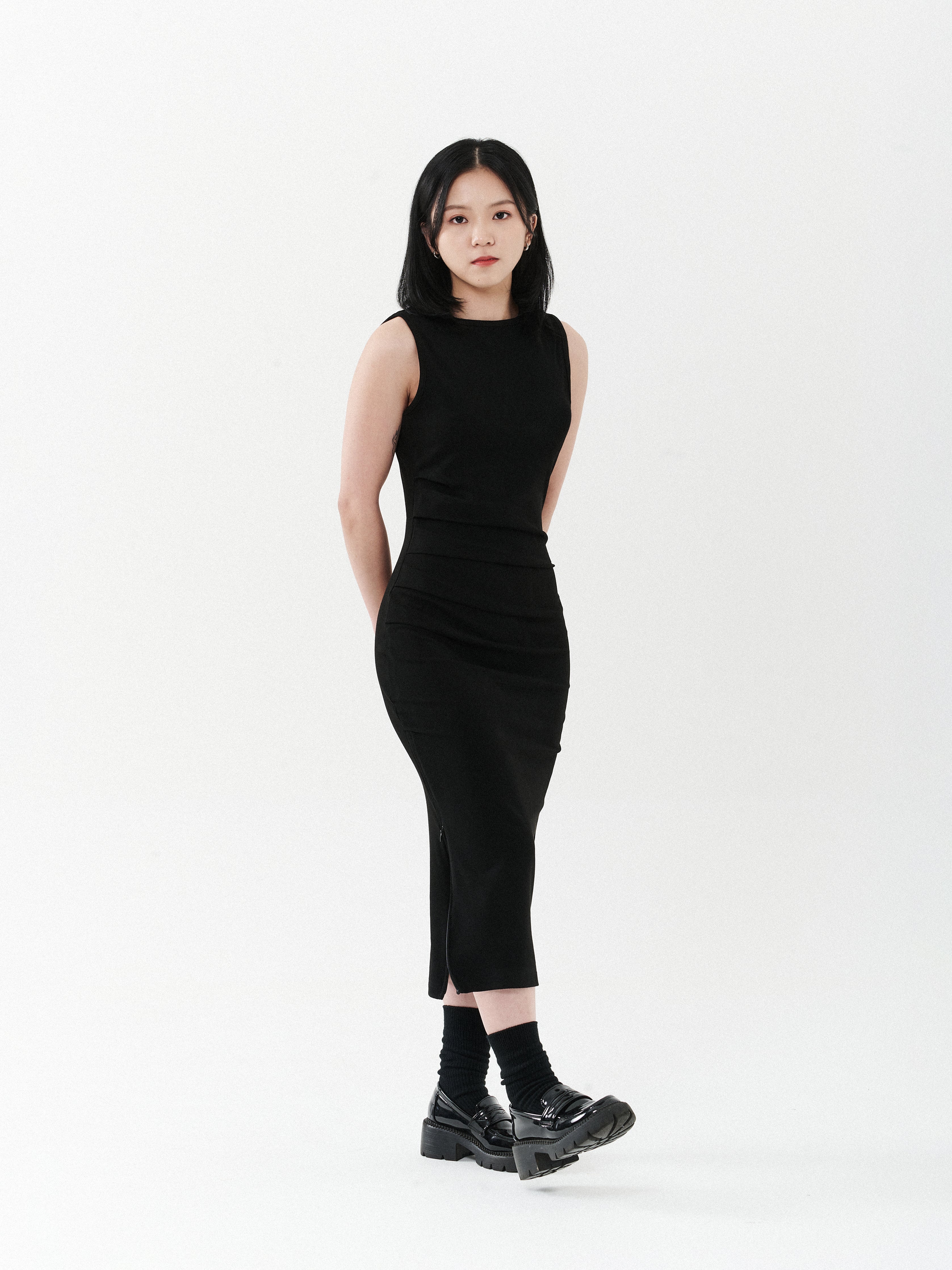 Invisible Zipper Slit Bodycon Dress