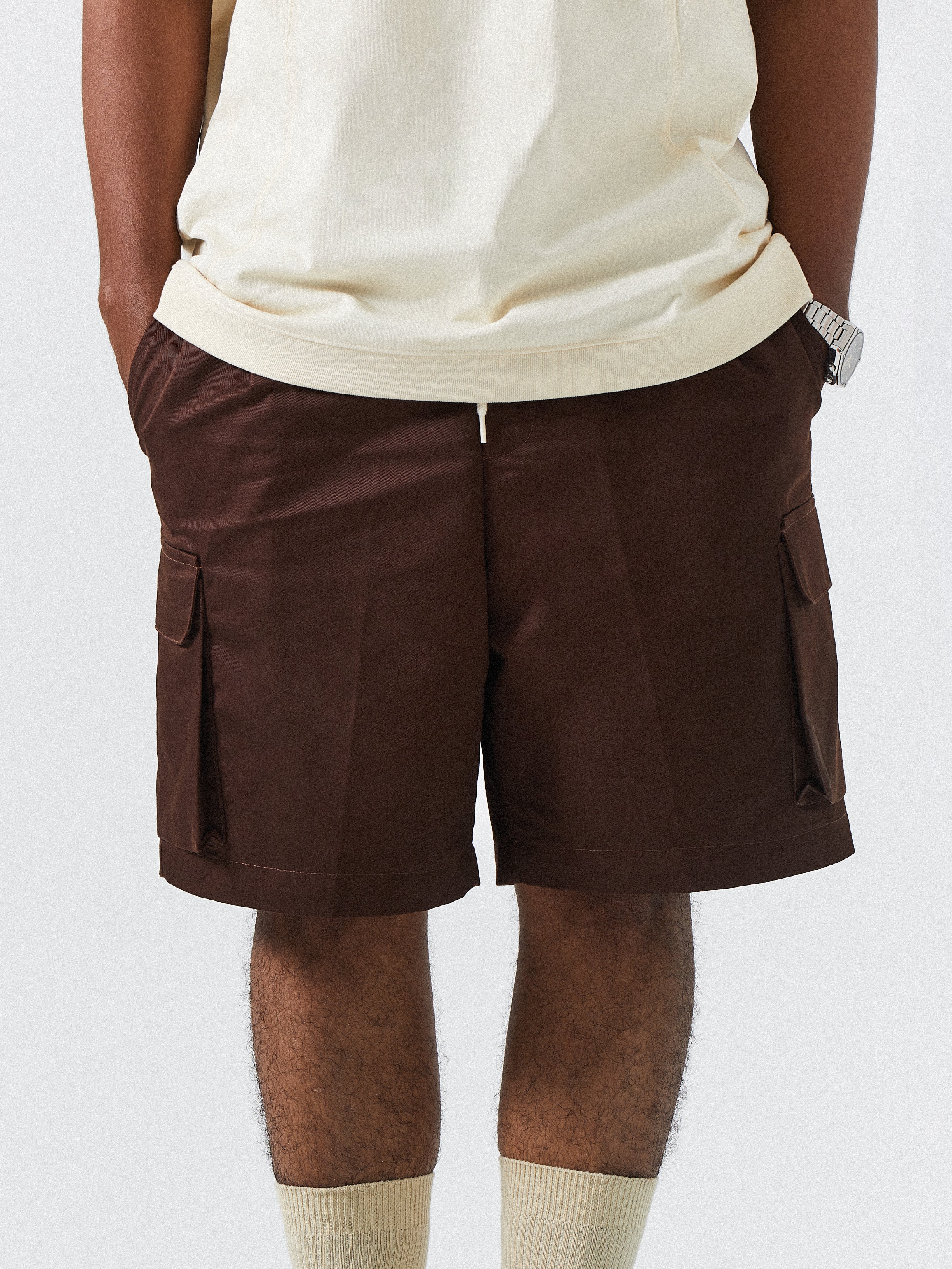 Pleated Pockets Cargo Shorts