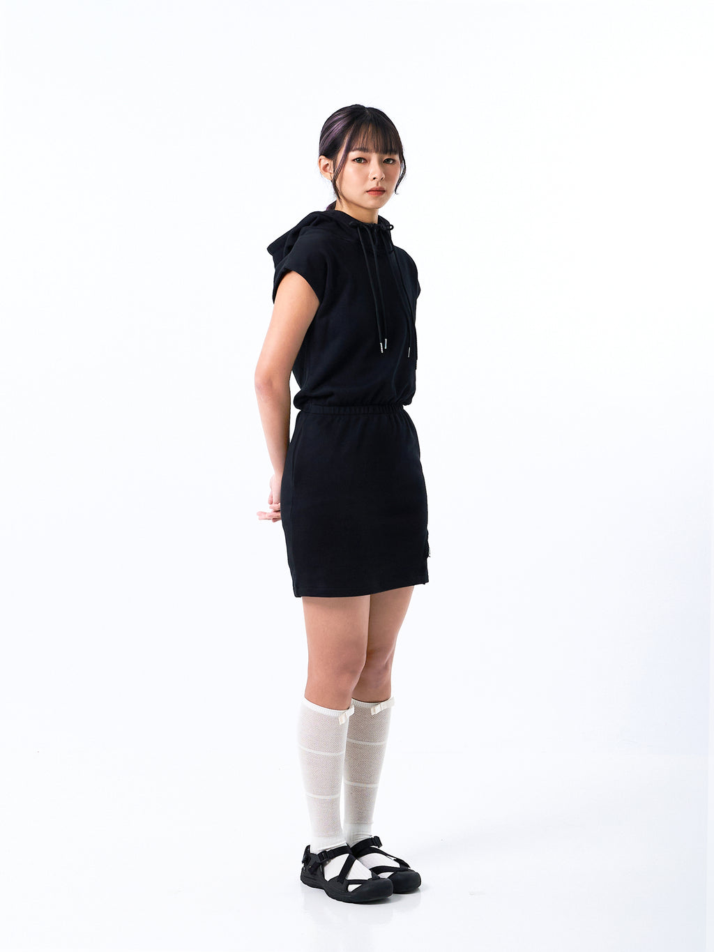 Rough Cut Hooded Dress