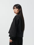 Grace Pleated Long Sleeve Top | Black