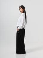 Grace Pleated Long Sleeve Top | White