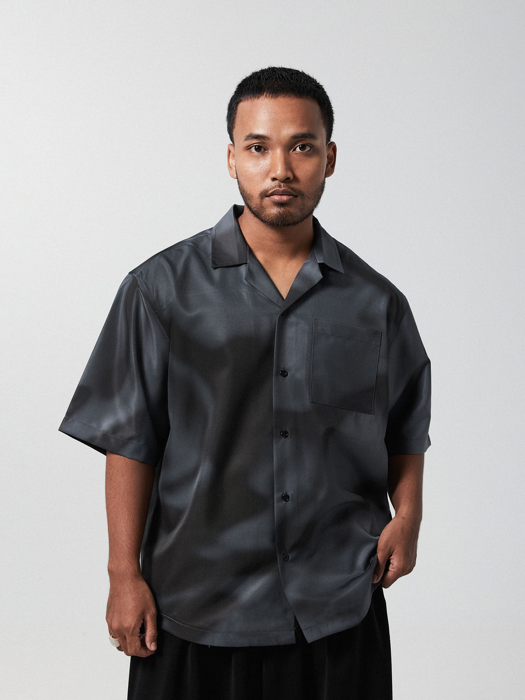 NCVR Grey Mosaic Cuban Shirt | Black