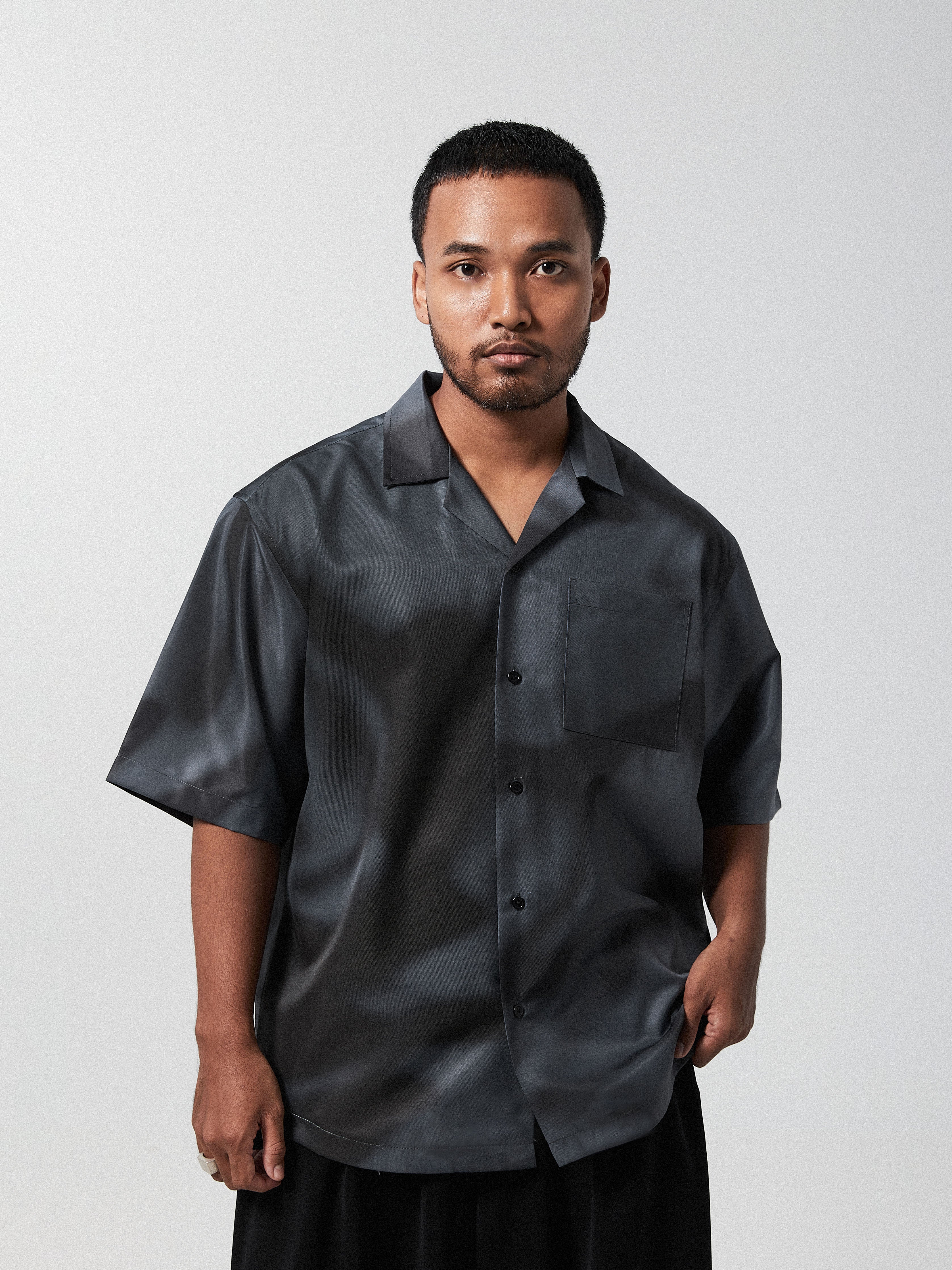 NCVR Grey Mosaic Cuban Shirt | Black