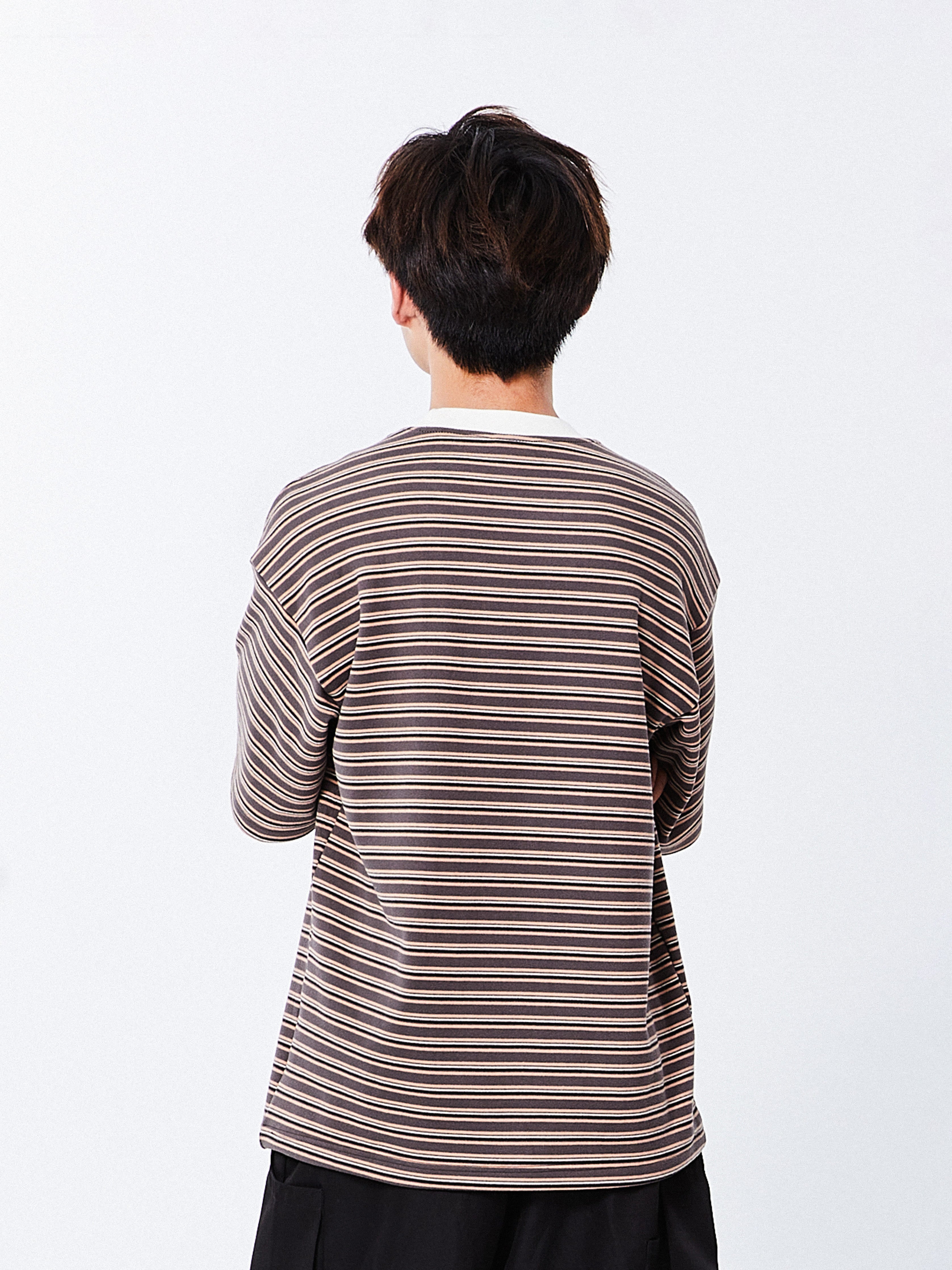 Cozy Stripes Emblem Tee | Brown