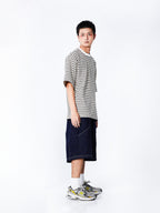 Cozy Stripes Emblem Tee | Grey
