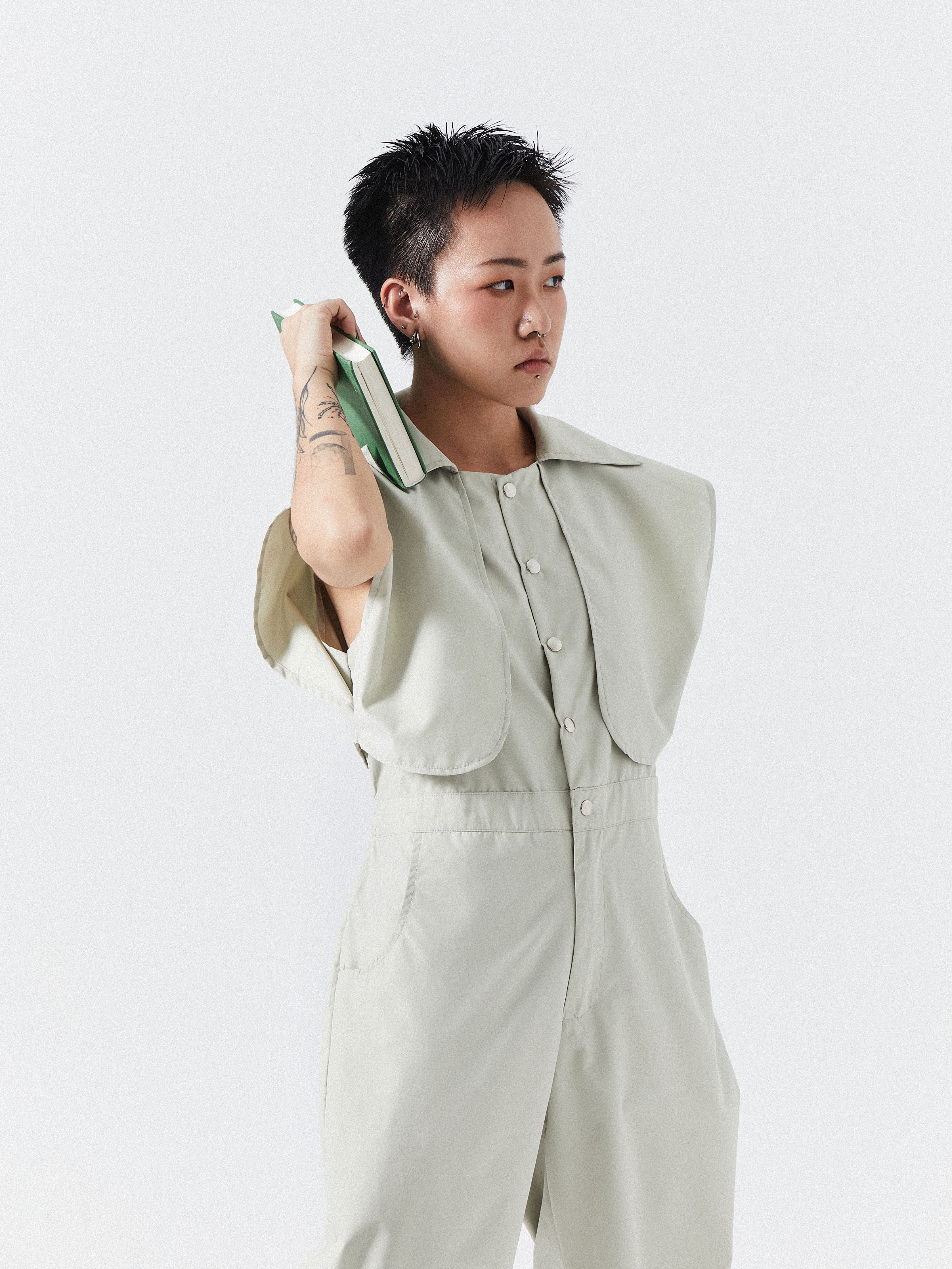 Short Cloak Workwear Jumpsuit